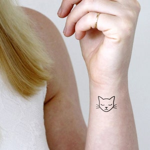 Cute cat face temporary tattoo set of two | cat temporary tattoo | cat lady tattoo | cat lady gift idea | cat gift idea | cat jewelry | Gift