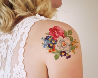 Round floral temporary tattoo | bohemian temporary tattoo | flower temporary tattoo | bohemian gift | festival temporary tattoo | bohemian