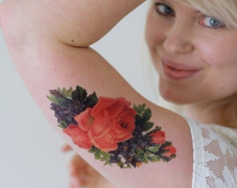 Vintage bloemen tijdelijke tattoo | boho tijdelijke tattoo | bloem tijdelijke tattoo | bloemencadeau | boho tijdelijke tattoo | festival