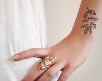 leaves temporary tattoo | leave tattoo | flower tattoo | boho jewelry | branch tattoo | floral gift | floral branch temporary tattoo | Gift