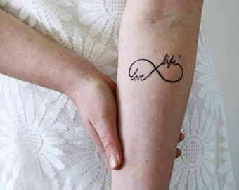 Infinity temporary tattoo | love life temporary tattoo | love temporary tattoo | uplifting gift idea | infinity symbol temporary tattoo