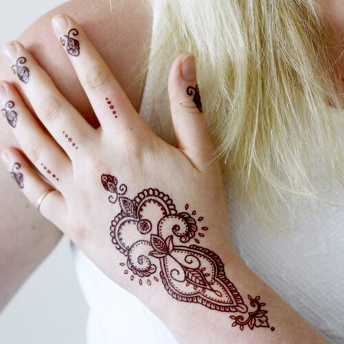 Henna Style Temporary Tattoo / Bohemian Temporary Tattoo / - Etsy Henna Style Temporary Tattoo / Bohemian Temporary Tattoo / - Etsy