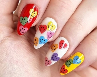 Conversation Heart Waterslide Nail Decals | DIY Nail Art | Valentine's Day Nail Stickers | Heart Shaped Candy Nails | Valentines Day Nails