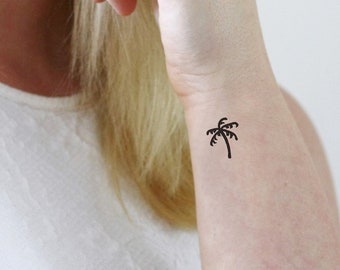 pequeño conjunto de tatuajes temporales de palmera de dos / tatuaje de palmera / tatuaje temporal de árbol pequeño / tatuaje temporal boho / tatuaje boho