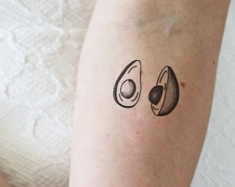 Tatuaje temporal de aguacate / tatuaje de aguacate en rodajas / tatuaje temporal de pareja / tatuaje temporal de comida / tatuaje de pareja de aguacate / Regalo