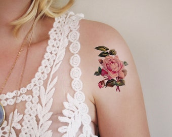 Small rose temporary tattoo | small temporary tattoo | floral temporary tattoo | flower temporary tattoo | vintage temporary tattoo | floral