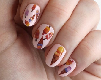 Ice cream and Popsicle nail decals | ice cream waterslide nail decals| summer nail decals | colorful nail decals | Gift