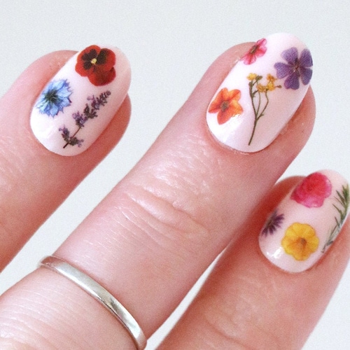 Colorful Flowers Waterslide Nail Decals / Flower Nail Decals / Etsy