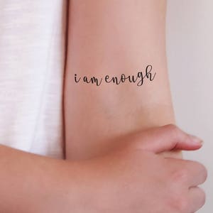 2 'I am enough' temporary tattoos | quote temporary tattoo | empowering tattoo | typography temporary tattoo | uplifting temporary tattoo