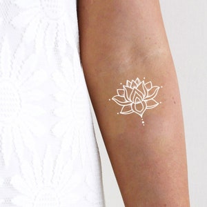 White lotus temporary tattoo | boho temporary tattoo | lotus tattoo | white tattoo | festival tattoo | white wrist tattoo | yoga tattoo