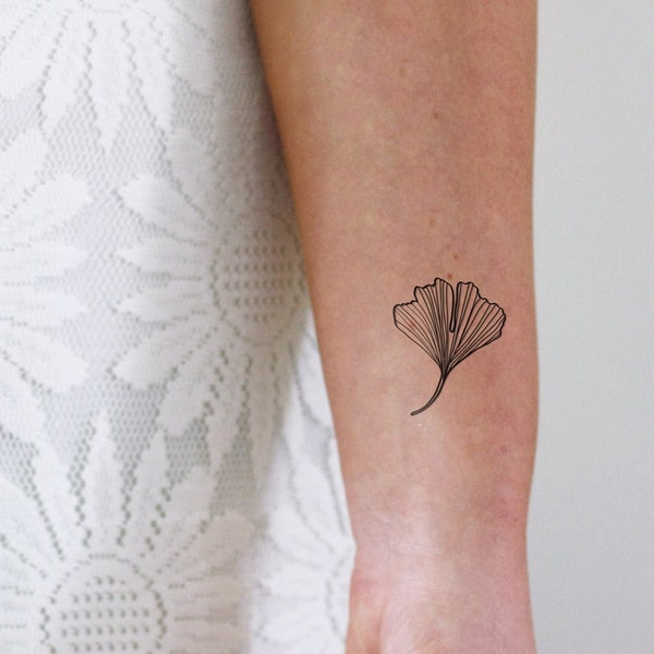 Ginkgo leaf temporary tattoo set of two | Ginkgo leaf accessory | Ginkgo jewelry | Strength temporary tattoo | Ginkgo temporary tattoo