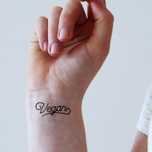 Vegan temporary tattoo word tattoo small temporary tattoo quote tattoo vegan tattoo Gift image 1