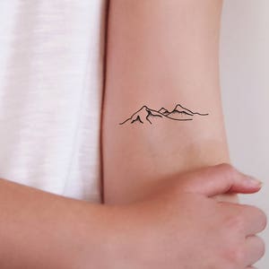 Set of two mountain temporary tattoos mountain tattoo small temporary tattoo festival tattoo bohemian tattoo travel tattoo Gift image 1