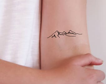 Set of two mountain temporary tattoos | mountain tattoo | small temporary tattoo | festival tattoo | bohemian tattoo | travel tattoo | Gift