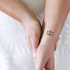 small lotus temporary tattoo set of four | floral tattoo | small lotus temporary tattoo | bohemian temporary tattoo | boho lotus tattoo