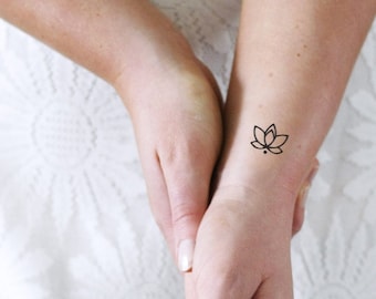 small lotus temporary tattoo set of four | floral tattoo | small lotus temporary tattoo | bohemian temporary tattoo | boho lotus tattoo