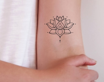 Small lotus temporary tattoo / bohemian temporary tattoo / boho tattoo / lotus tattoo / lotus fake tattoo / boho gift idea