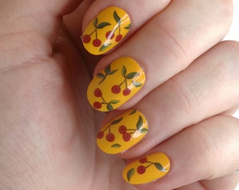 Cherry Waterslide Nail Decals | Cherry Nail Stickers | DIY Nail Art | Fruit Nail Decals | Gift | Beauty | Self Care