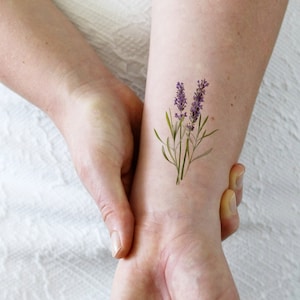 Lavender temporary tattoo | floral tattoo | vintage flower temporary tattoo | vintage temporary tattoo | vintage floral tattoo | Gift