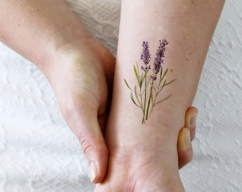 Lavender temporary tattoo / floral tattoo / vintage flower temporary tattoo / vintage temporary tattoo / vintage floral tattoo