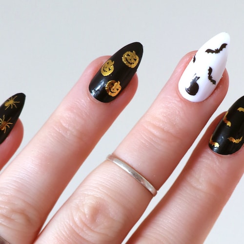 Cute Halloween Waterslide Nail Decals Pumpkin Ghost & Bat Etsy
