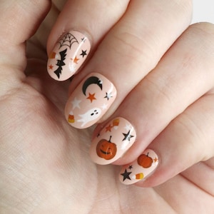 Cute Halloween Waterslide Nail Decals DIY Nail Art Halloween Nail Stickers pumpkin ghost & bat nails Gift image 3