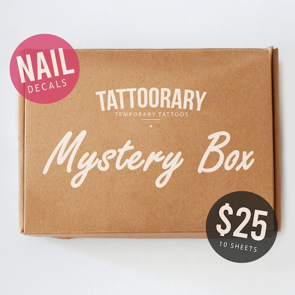 Nail Decal Mystery box - 10 suprise nail decal sheets for just 25 dollar! - gift box - gift idea - gift ideas for women - mystery bag | Gift