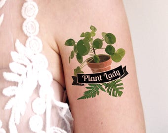 Plant lady temporary tattoo | Plant temporary tatoo | Plant lady gift idea | gardener gift idea | gardener tattoo | plant lover tattoo