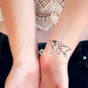 Weltkarte temporäre Tattoos | Welt Tattoo | kleines temporäres Tattoo | Festival Tattoo | Boho Tattoo | Reise Tattoo | reisendes Tattoo