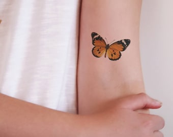 Vintage orange butterfly temporary tattoo | butterfly accessoire | butterfly jewelry | bohemian temporary tattoo | boho tattoo | Gift