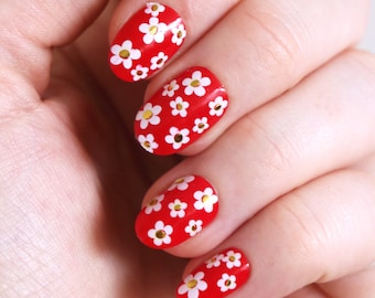 Décalcomanies à fleurs florales | Stickers fleurs blancs et dorés pour les ongles | Nail Art pour mariage ou douche nuptiale | Cadeau