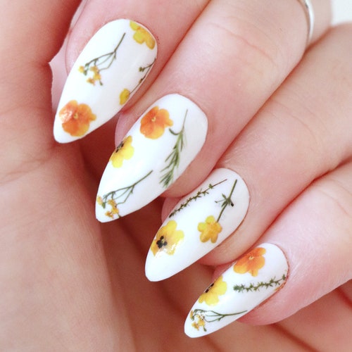 Colorful Flowers Waterslide Nail Decals / Flower Nail Decals / Etsy