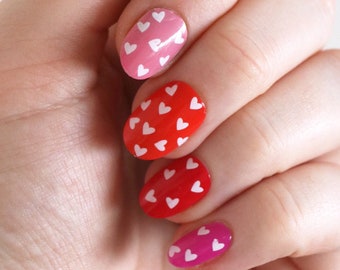 White Hearts Waterslide Nail Decals | Cute Nail Art Decals | Easy to Apply Nail Decals for Valentines Day | Gift