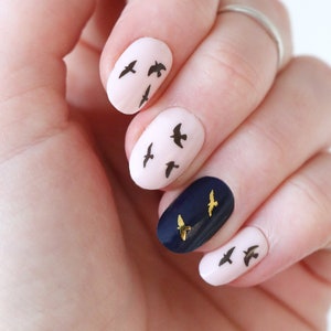 Gold and Black Flying Bird Waterslide Nail Decals | Trendy Nail Art | Easy to Apply | Gift