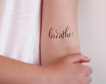 Breathe temporary tattoo | word tattoo | small temporary tattoo | quote tattoo | breathe tattoo | Gift