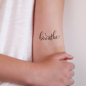 Breathe temporary tattoo | word tattoo | small temporary tattoo | quote tattoo | breathe tattoo | Gift