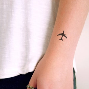 Tatuaggio temporaneo aereo/tatuaggio temporaneo piccolo/tatuaggi temporanei da viaggio/tatuaggio aereo/tatuaggio voglia di viaggiare/regalo per viaggiatori/regalo immagine 1