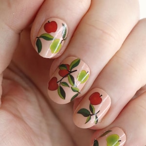 ed and Green Apples Waterslide Nail Decals | Fruit Nail Art | DIY Nail Stickers | Apple Pattern Nails | Gift