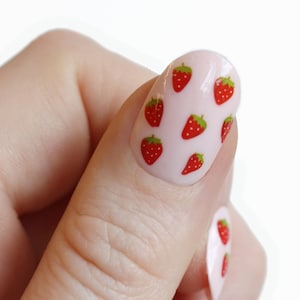 Decalcomanie per unghie alla fragola / Adesivi per unghie alla frutta / Unghie estive carine / Nail Art fai da te / Regalo immagine 1