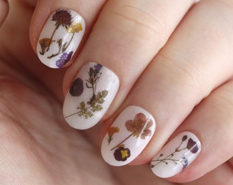 Dried Flower Waterslide Nail Decals and Stickers | Botanical Nail Art | Floral Nail Stickers for DIY Manicures | Gift