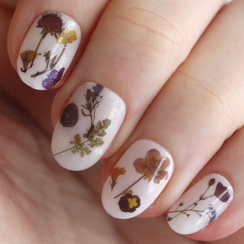 Colorful Flowers Waterslide Nail Decals / Flower Nail Decals / Etsy