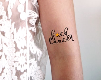 F*ck Cancer temporary tattoo | word tattoo | small temporary tattoo | quote tattoo | cancer survivor gift | cancer gift | cancer support