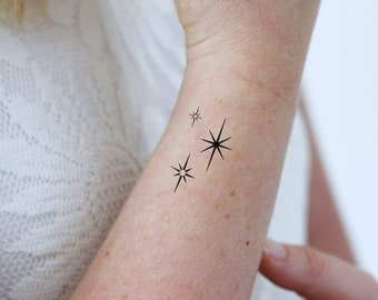 Three stars temporary tattoo | star temporary tattoo | stars tattoo | festival tattoo | bohemian tattoo | sky stars tattoo | Gift