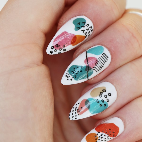 Modern art waterslide nail decals | Art nail decals | Modern art nail decals | colorful nail decals | Gift