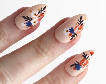 Modern Floral Nail Decals - Abstract Botanical Waterslide Stickers for DIY Nails
