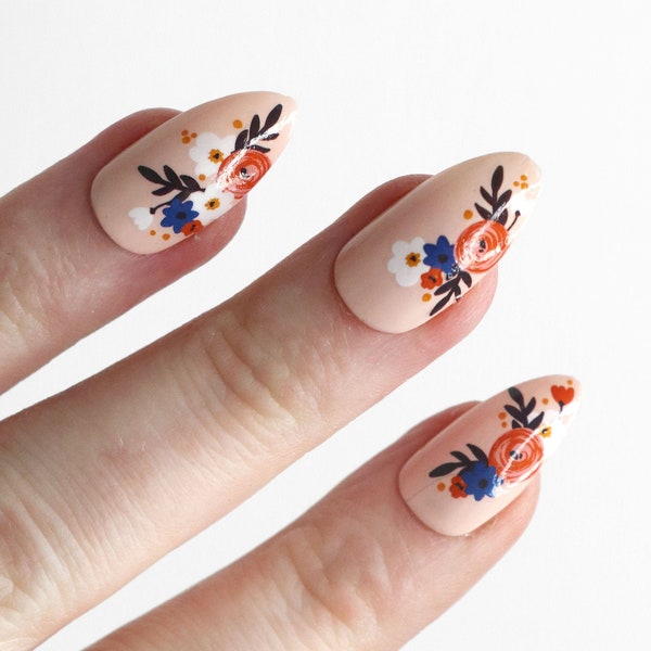 Moderne bloemenwaterglijbaan nagelstickers | DIY-nagelkunst | Nagelstickers met abstracte bloem | Botanische nagels | Geschenk
