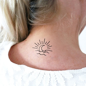 Rising moon temporary tattoo | moon above the sea tattoo | sea tattoo | festival tattoo | bohemian tattoo | travel tattoo | Gift | Beauty