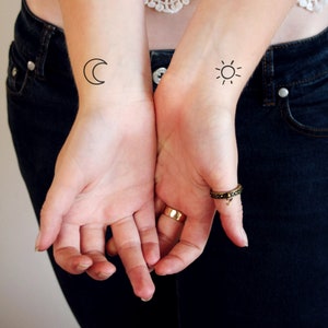 Moon and sun temporary tattoo set | moon tattoo | sun tattoo | small temporary tattoo | festival tattoo | bohemian tattoo | travel tattoo