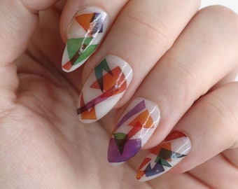 Modern watercolor art waterslide nail decals | Art nail art | Modern art nail decals | colorful nail decals | Gift | Beauty | Self Care