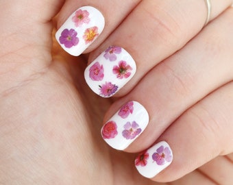 Pink Flowers Waterslide Nail Decals | DIY Nail Art | Floral Nail Stickers | Spring Nail Decals | Gift